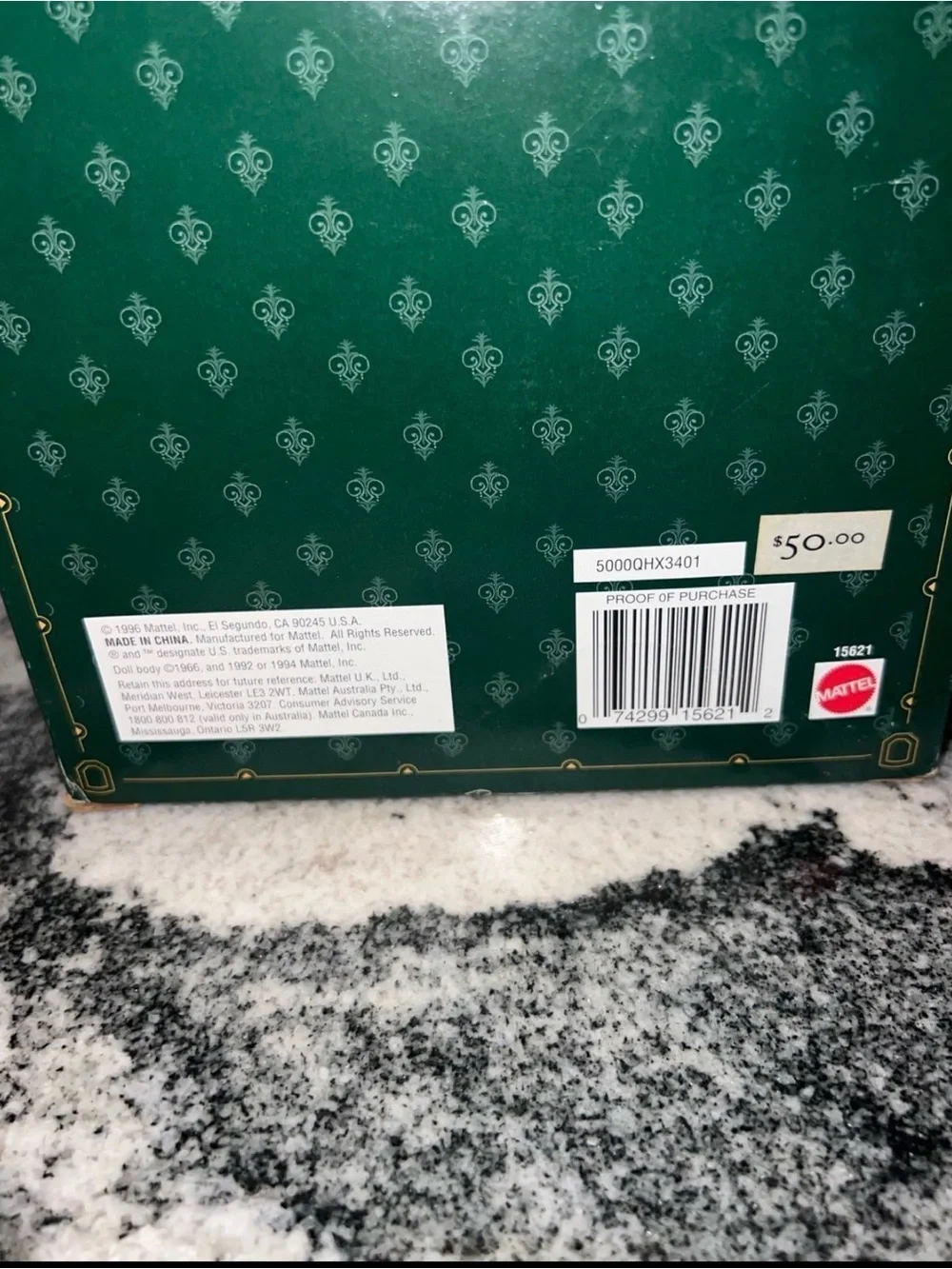 Hallmark Barbie Green & Gold 'Yuletide Romance'‎ Special Edition Doll Vintage